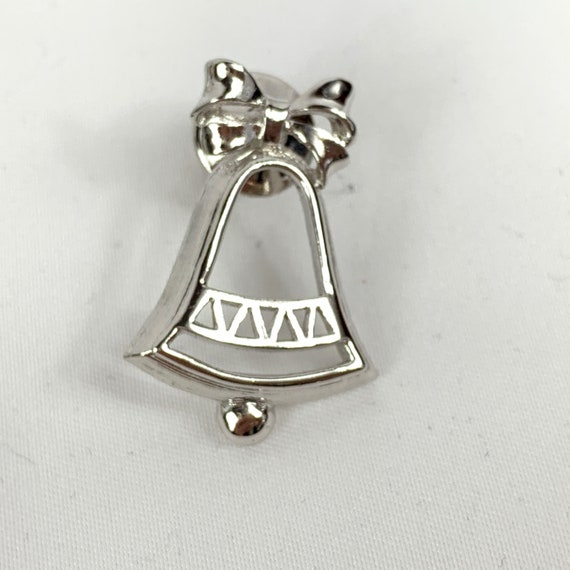 Silver Bell Lapel Pin Tie Tack Rare Beauty Vintage - image 6