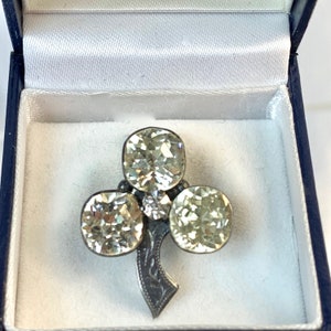 Antique Georgian Paste Rhinestone Irish Shamrock Brooch - Etsy