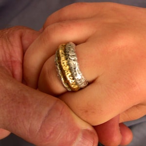 Handmade ring, 24K pure gold and 9999 pure silver