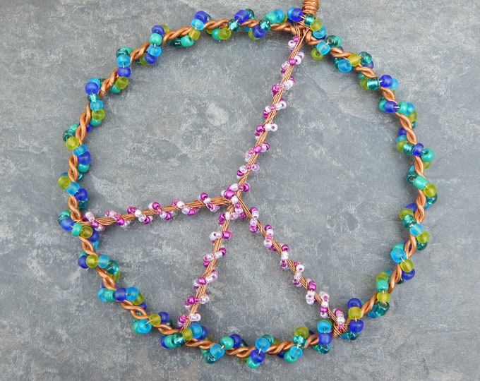 Peace Sign Art, Copper Peace Sign, Hippie Decor, Hippie Gift, Peace ...