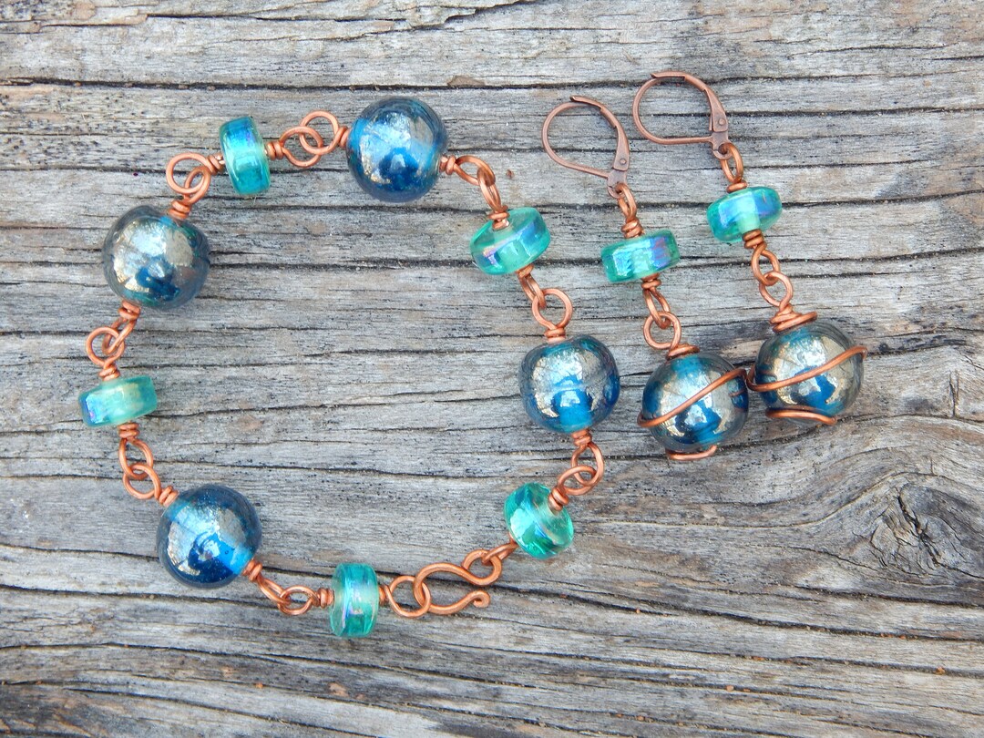 Blue Bracelet Set, Boho Bracelet, Boho Wedding Jewelry, Something Blue ...