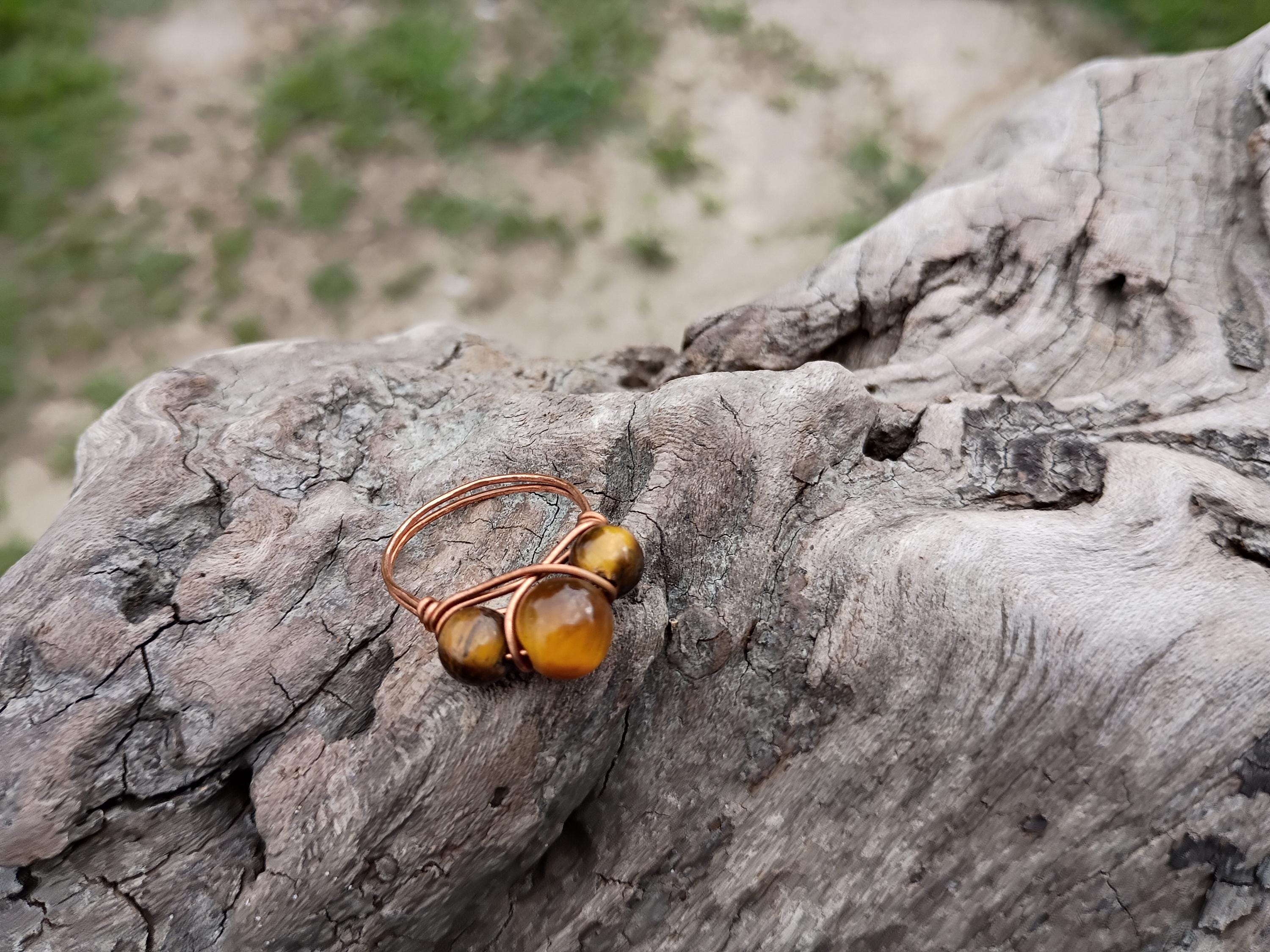 Tiger eye size 8 wire wrapped ring - Thumbnail 5