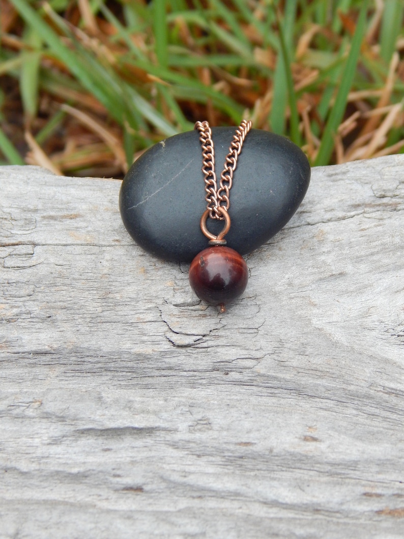 wire wrapped pendant gemstone jewelry dainty pendant minimalist pendant unique gift under 10 ready to ship Red tiger eye necklace