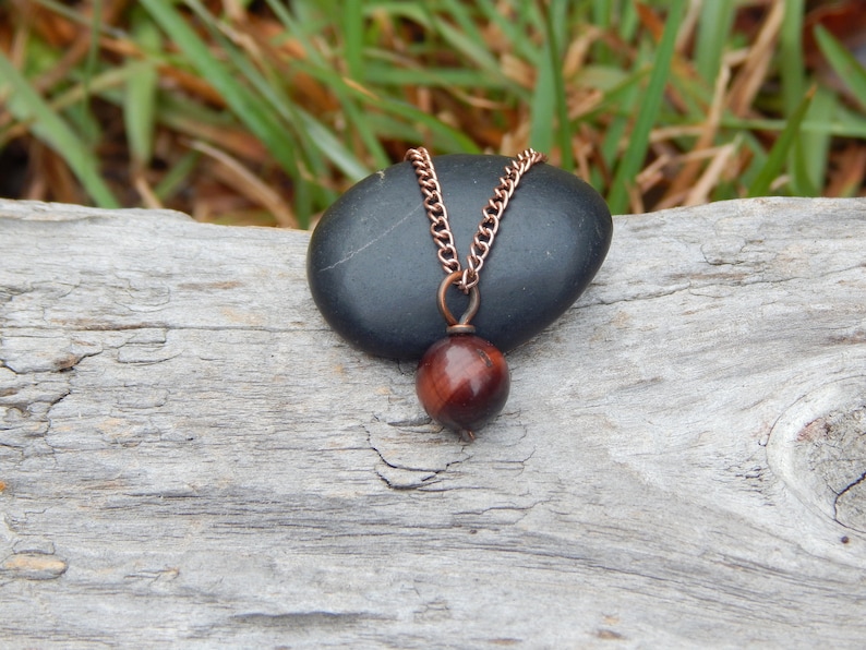 wire wrapped pendant gemstone jewelry dainty pendant minimalist pendant unique gift under 10 ready to ship Red tiger eye necklace