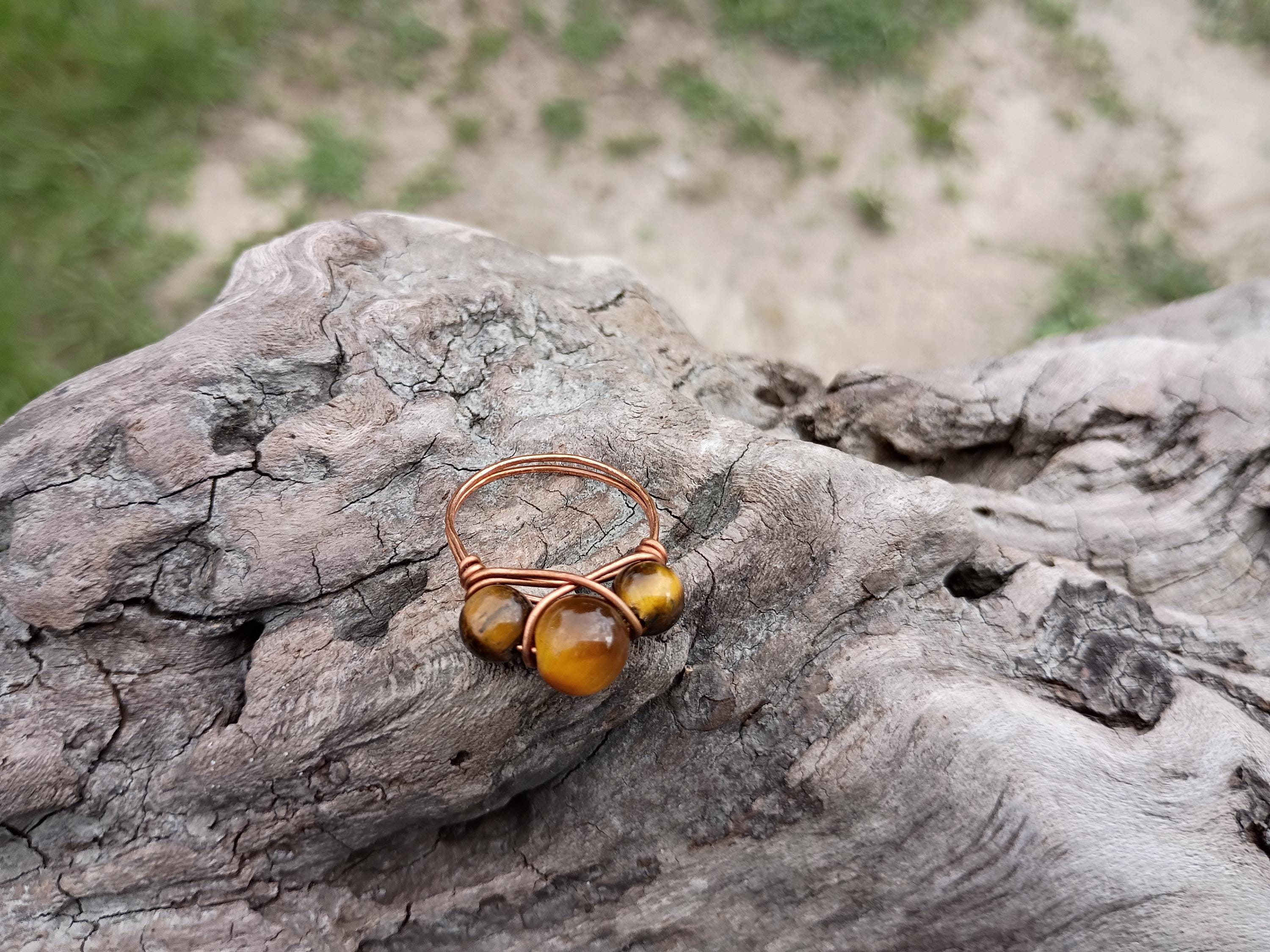 Tiger eye size 8 wire wrapped ring - Thumbnail 3