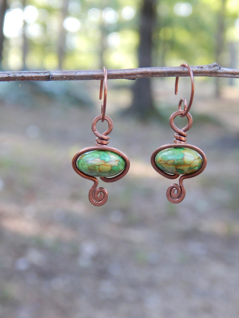 dainty earrings copper wire wrap Copper earrings wire wrap earrings boho jewelry boho earrings, unique boho gift short earrings