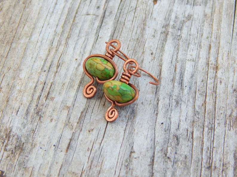dainty earrings copper wire wrap Copper earrings wire wrap earrings boho jewelry boho earrings, unique boho gift short earrings
