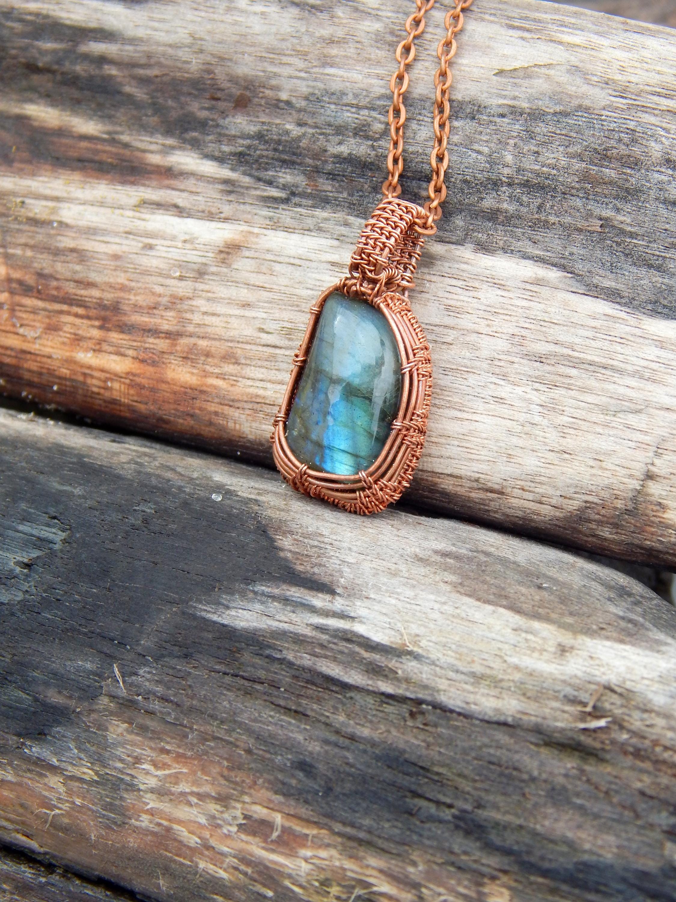 Labradorite wire wrapped pendant - Thumbnail 6