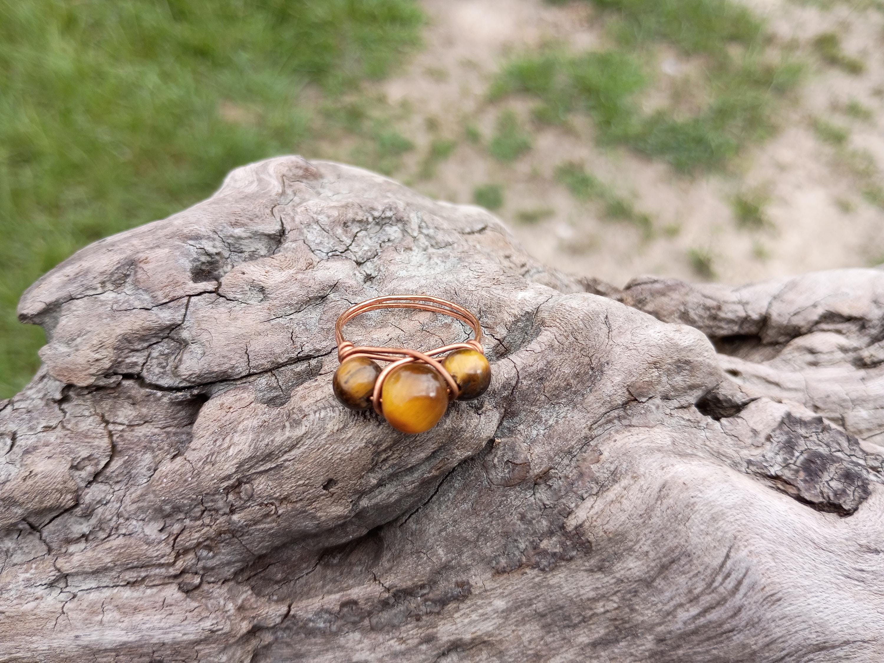 Tiger eye size 8 wire wrapped ring - Thumbnail 7