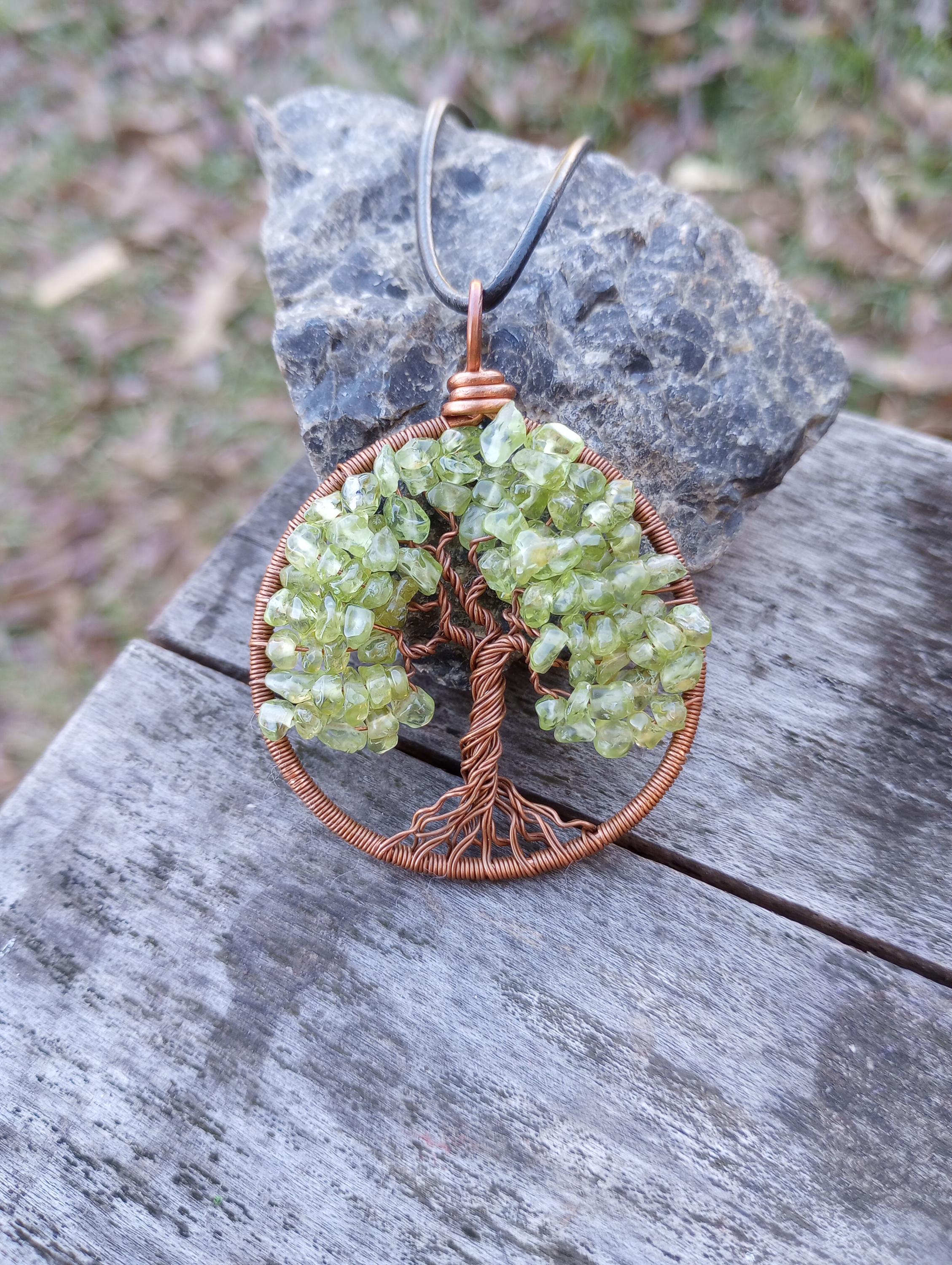 Peridot tree of life pendant