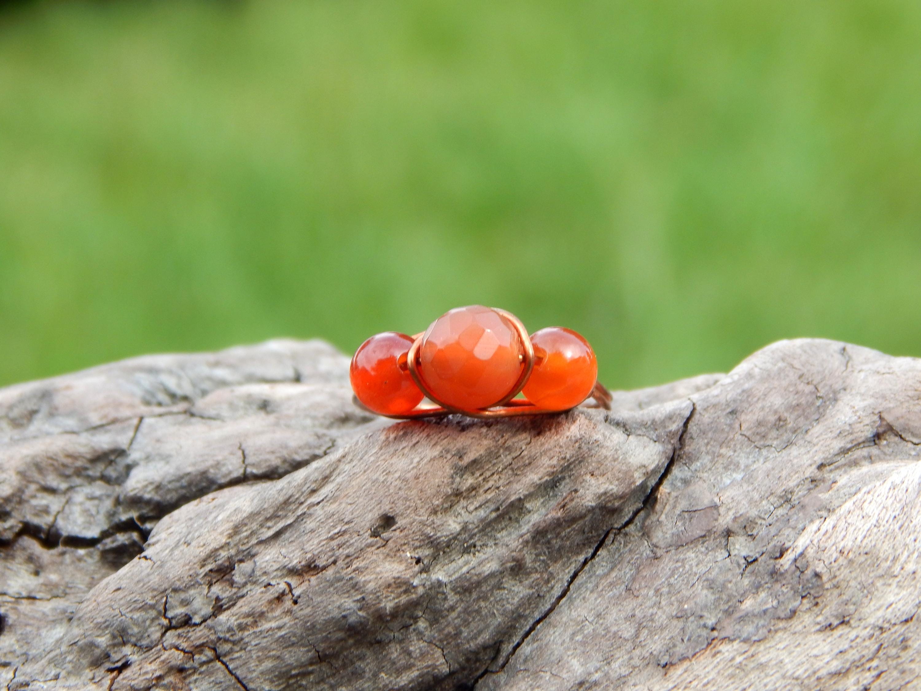 Carnelian size 8.5 wire wrapped ring - Thumbnail 2