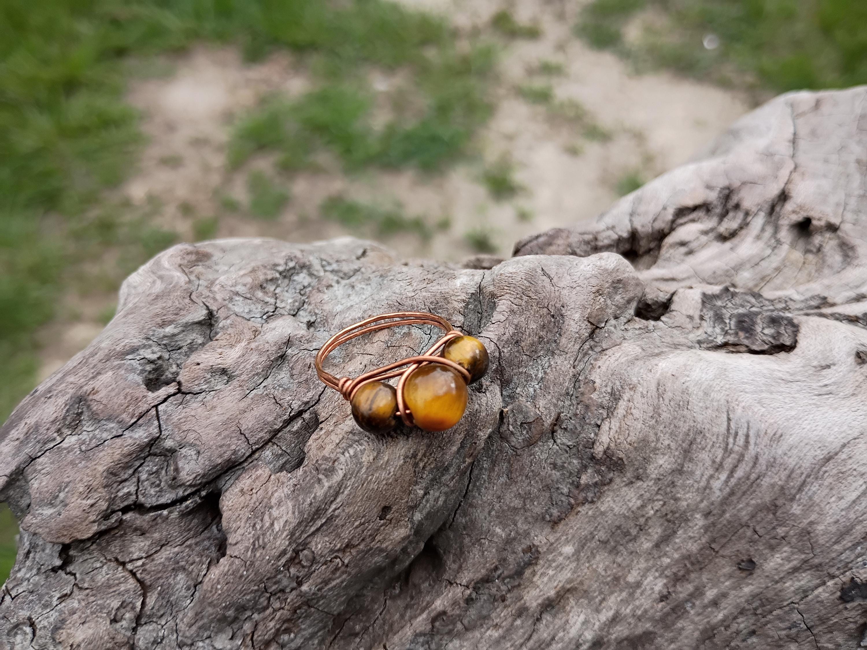 Tiger eye size 8 wire wrapped ring - Thumbnail 4