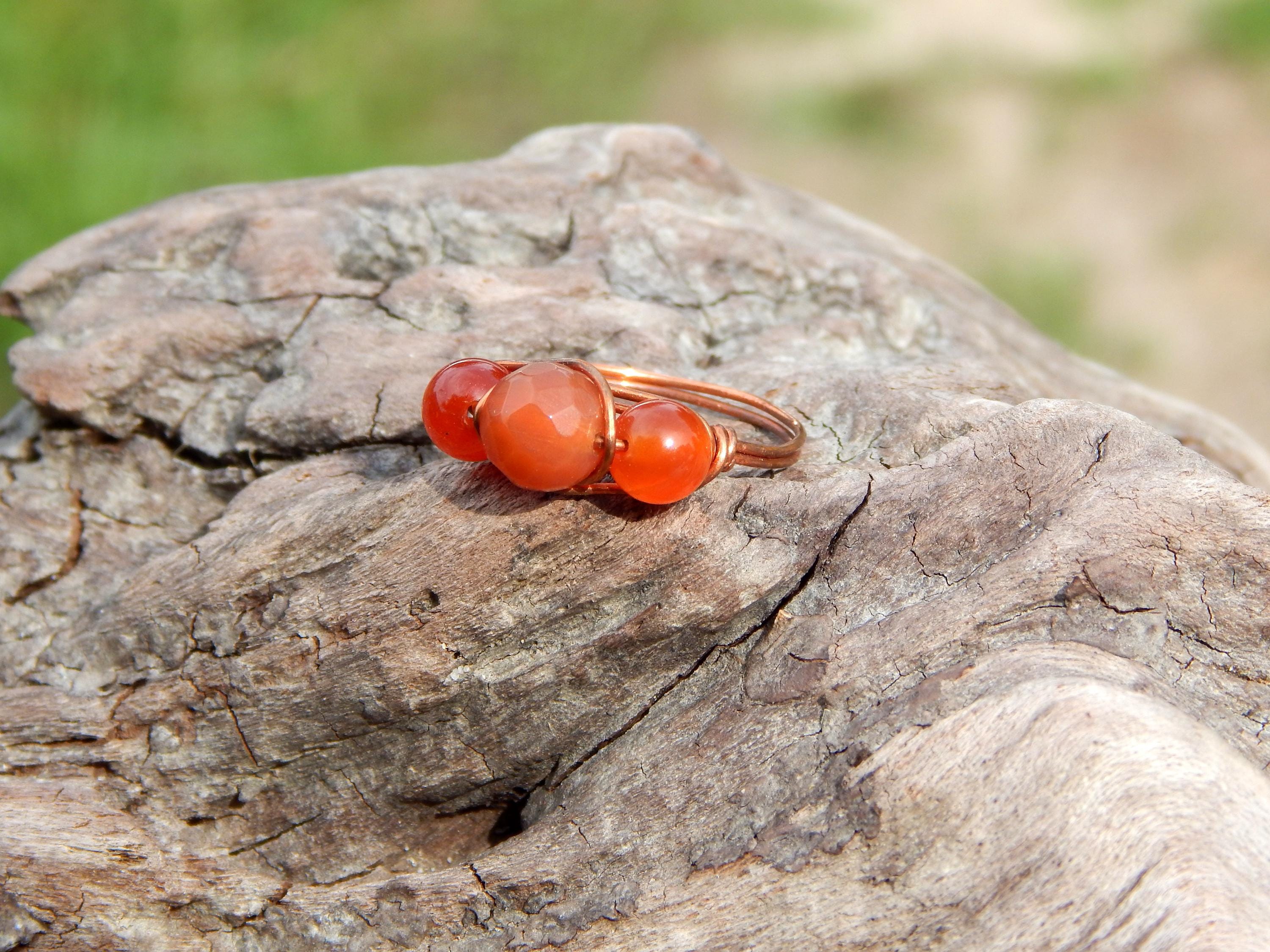 Carnelian size 8.5 wire wrapped ring - Thumbnail 4