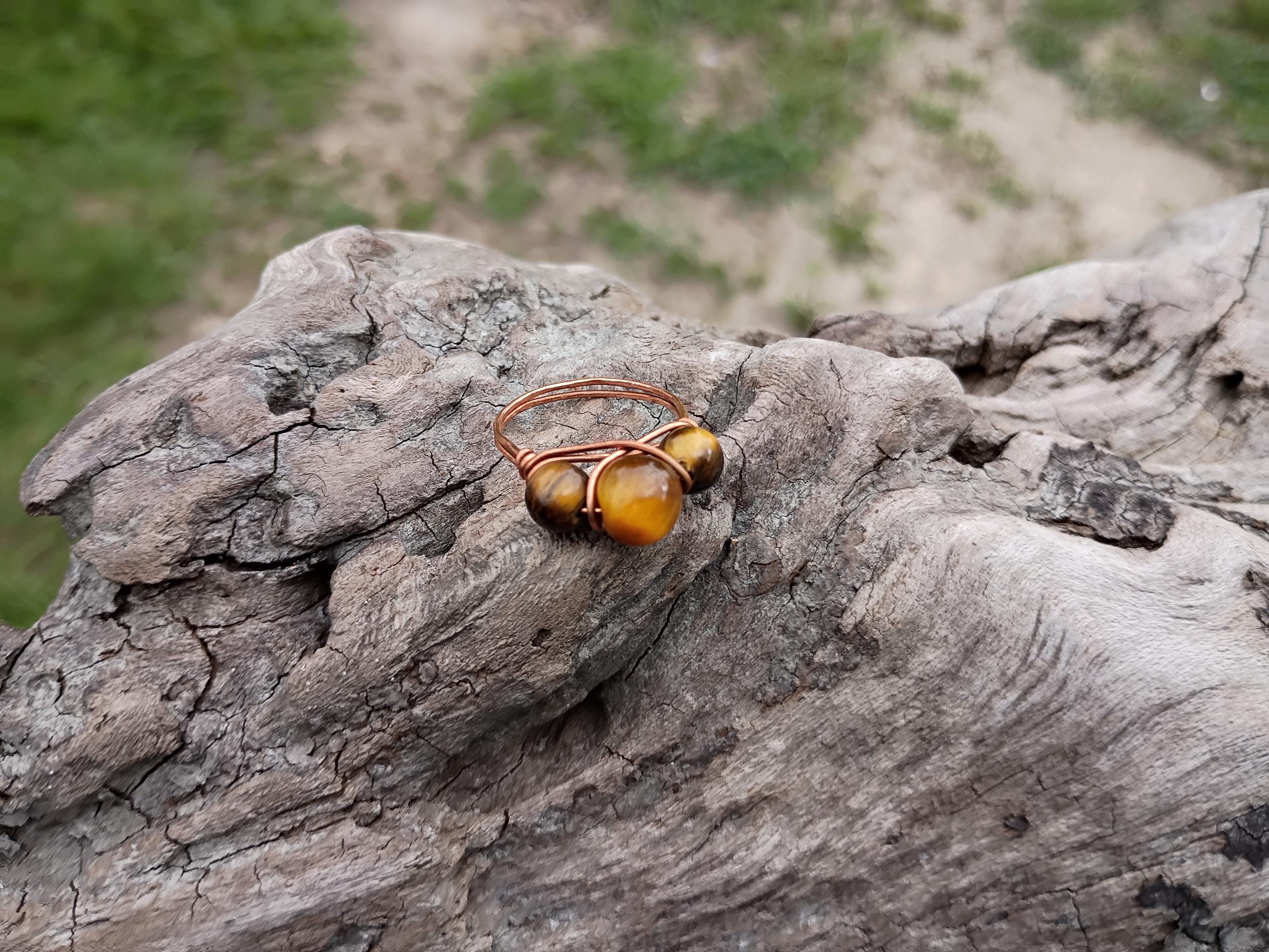 Tiger eye size 8 wire wrapped ring - Thumbnail 2