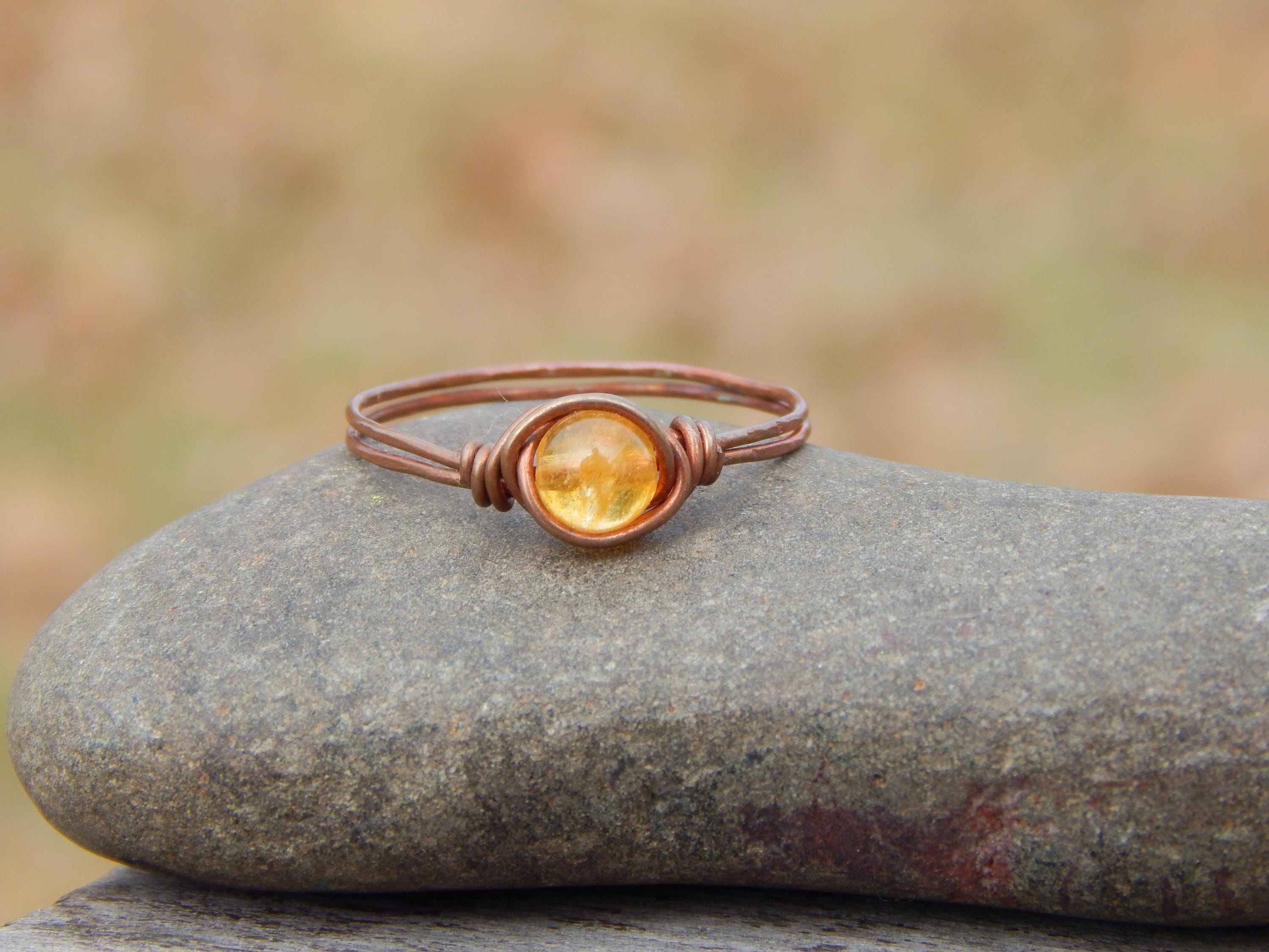 Citrine size 12 copper ring