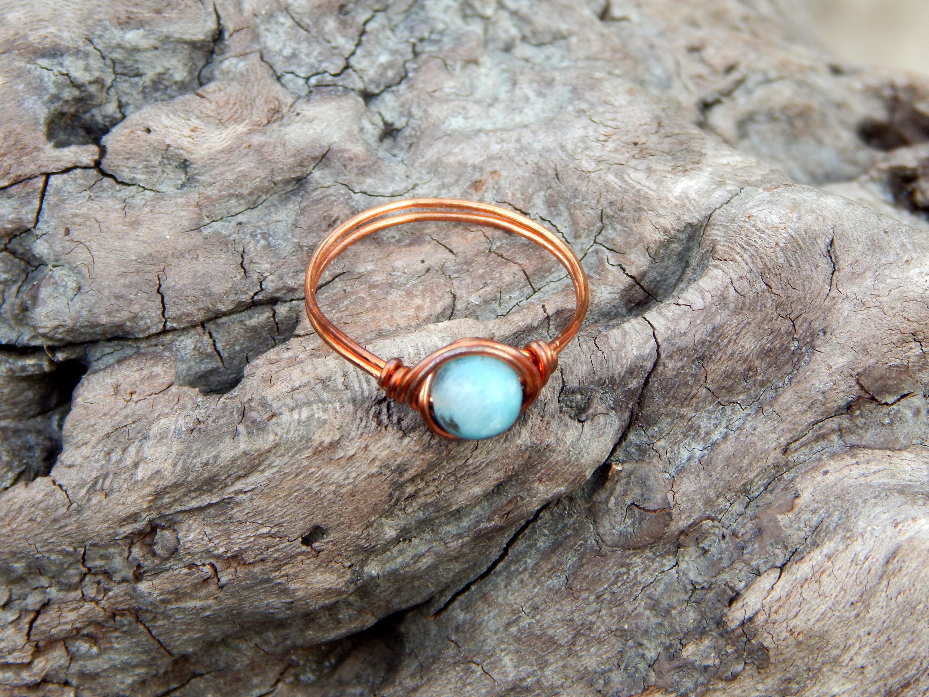 Amazonite size 9 wire wrap ring - Thumbnail 3