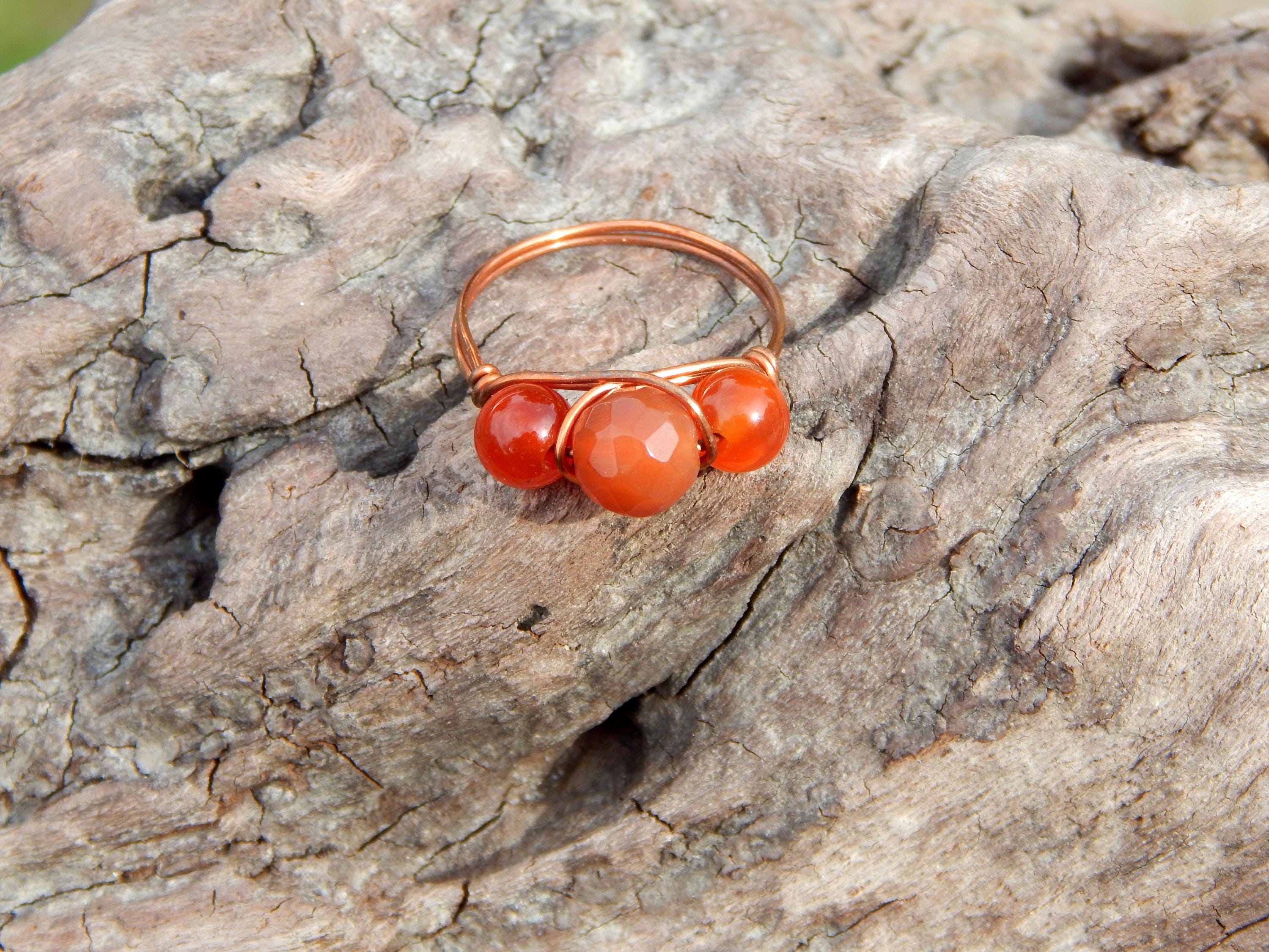 Carnelian size 8.5 wire wrapped ring - Thumbnail 3