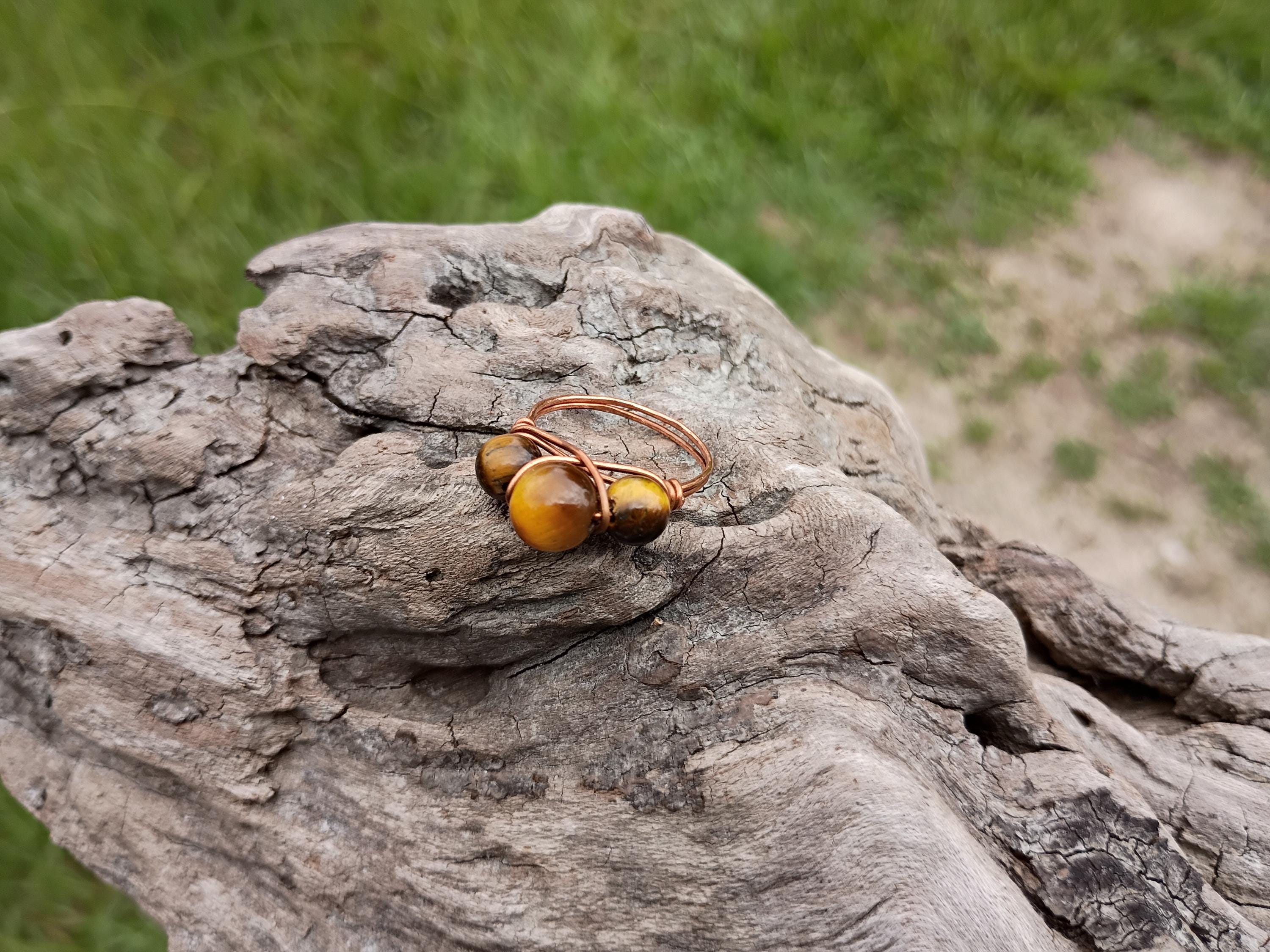 Tiger eye size 8 wire wrapped ring - Thumbnail 6