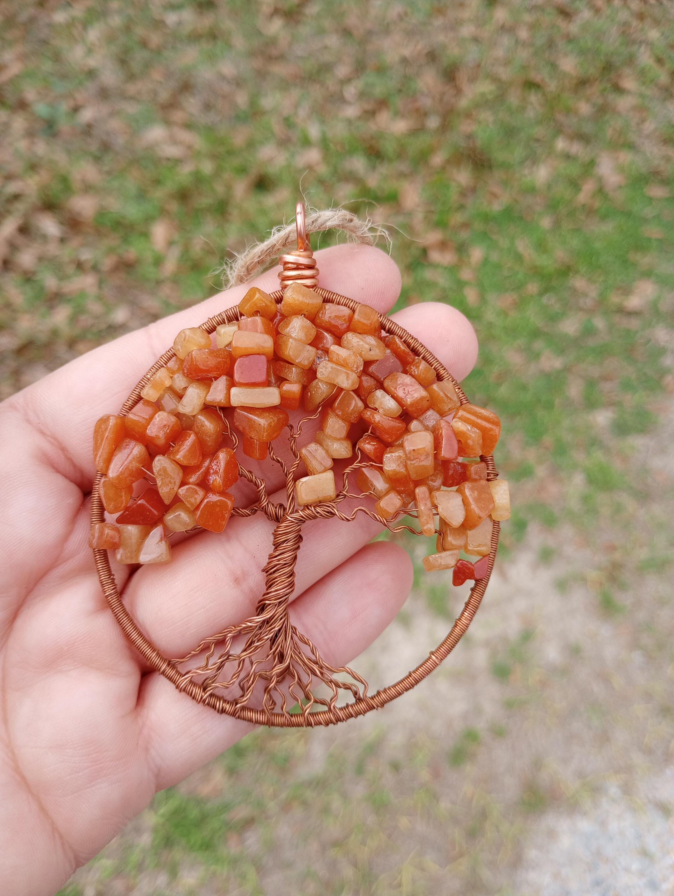 Orange aventurine tree of life suncatcher  - Thumbnail 2