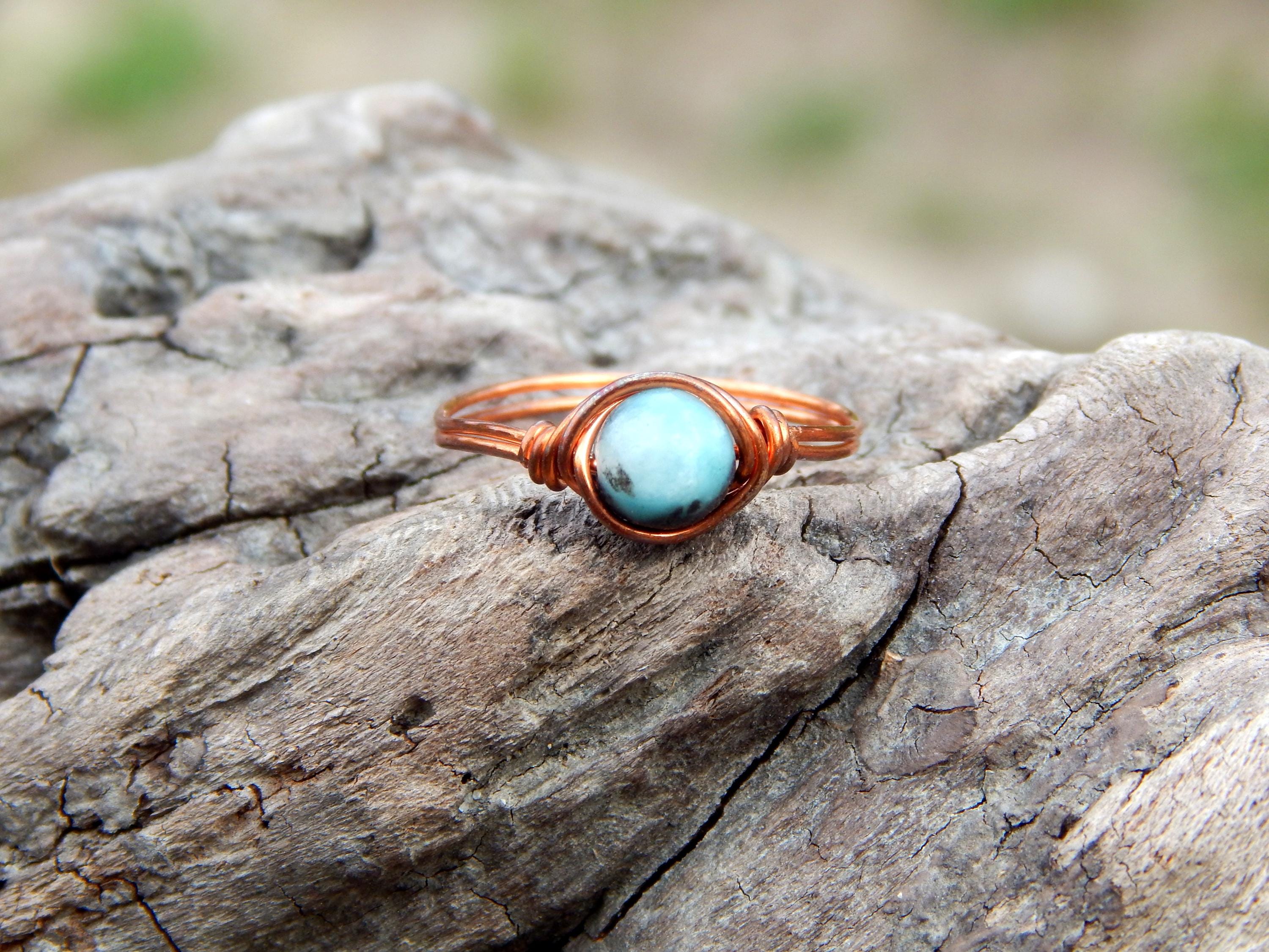 Amazonite size 9 wire wrap ring - Thumbnail 2