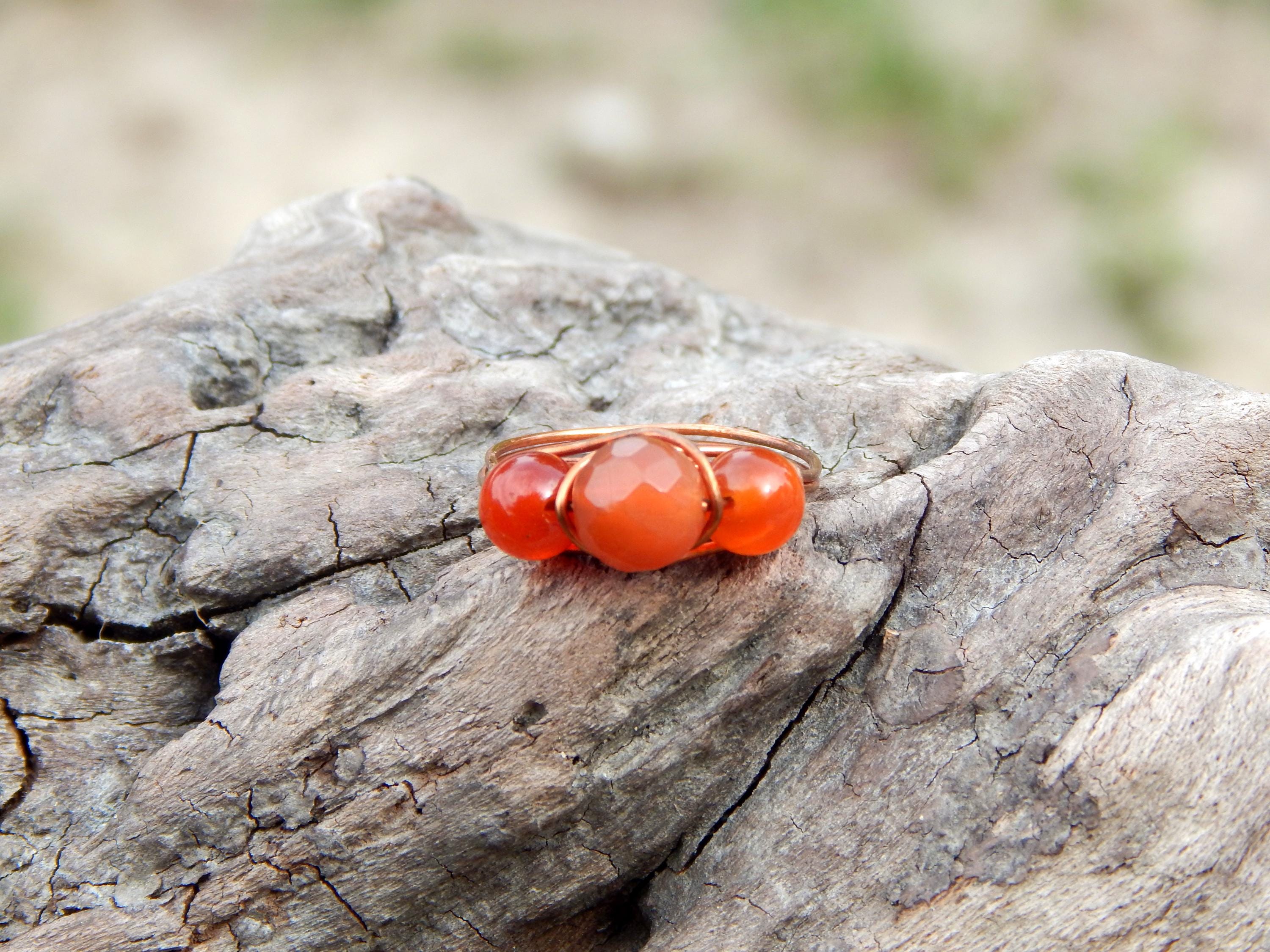 Carnelian size 8.5 wire wrapped ring