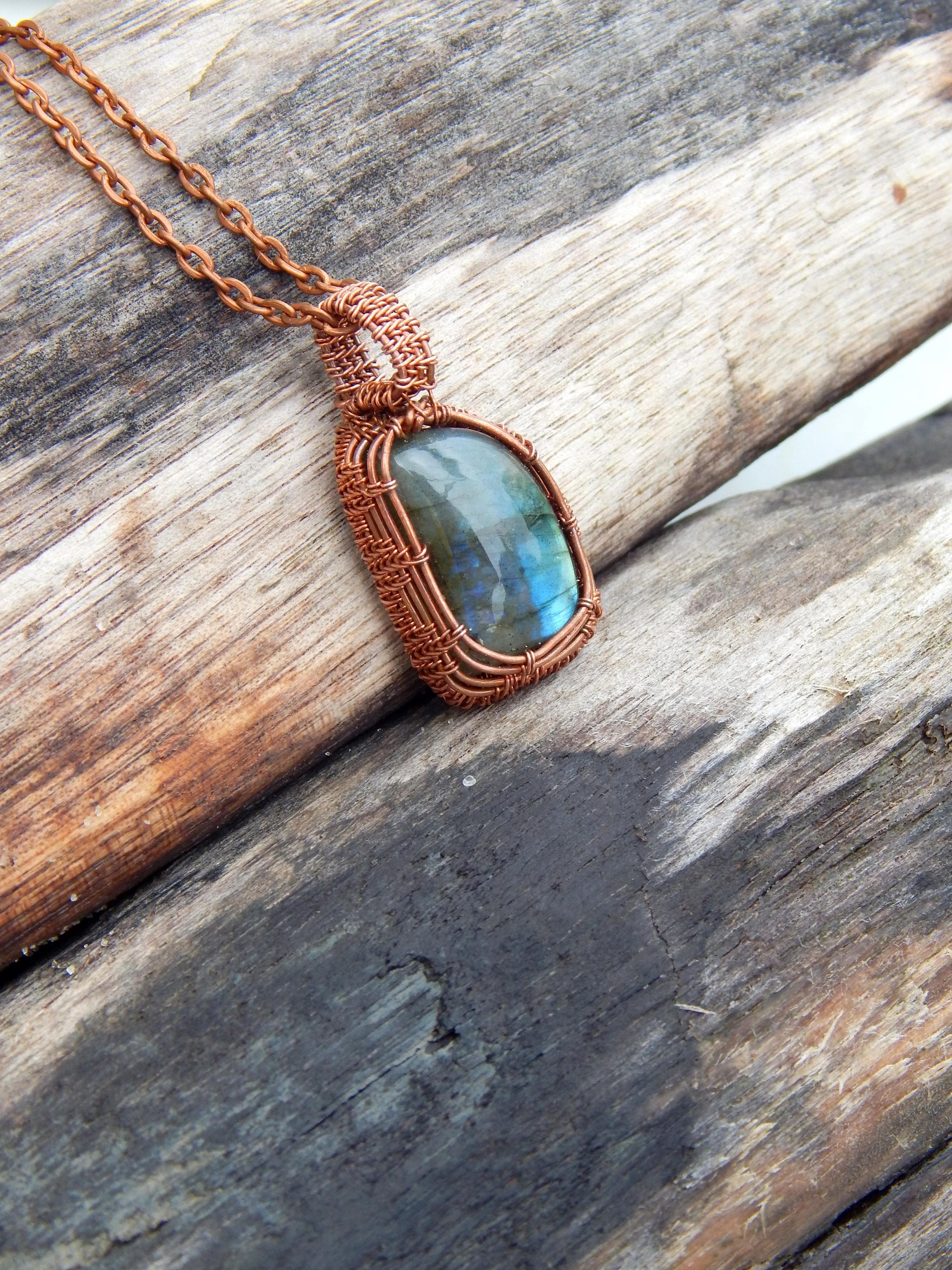 Labradorite wire wrapped pendant - Thumbnail 5