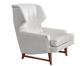 Vintage Mid Century Sculptural Wingback Lounge Chair in White Boucle