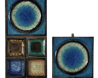 Pair of Mid Century Ceramic Mosaic Wall Candle Sconces by Konrad Galaaen 1960s