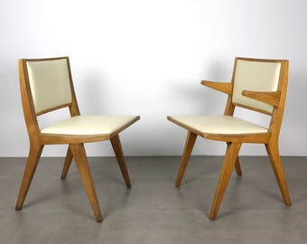 Pair Vintage Modernist Wooden Chairs by Daystrom, 1950's