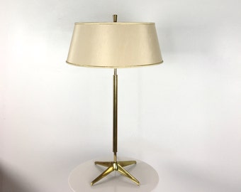 Rare Vintage Gerald Thurston Lightolier Brass Star Table Lamp Mid Century Modern