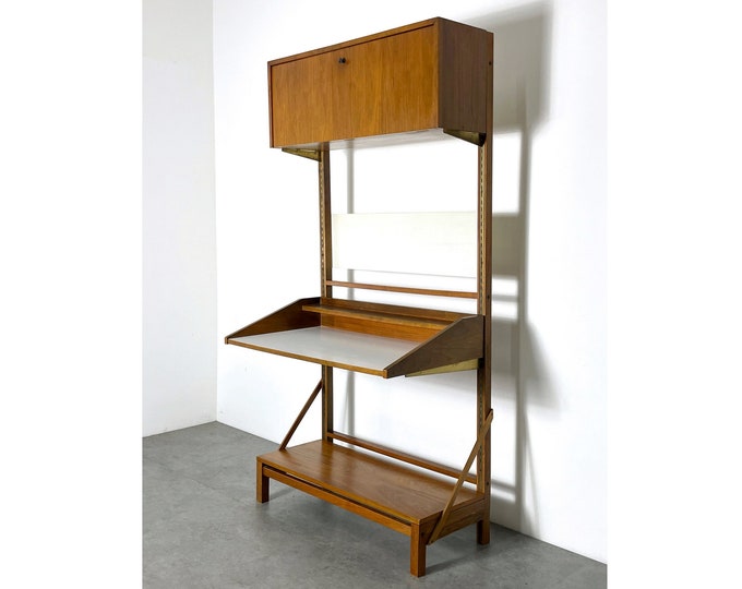 Vintage Mid Century Modern Freestanding Wall Unit Desk 1960s