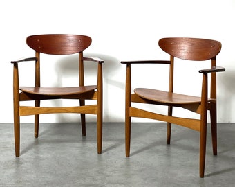 Vintage Pair of Teak Armchairs by Arne Hovmand Olsen 1950s