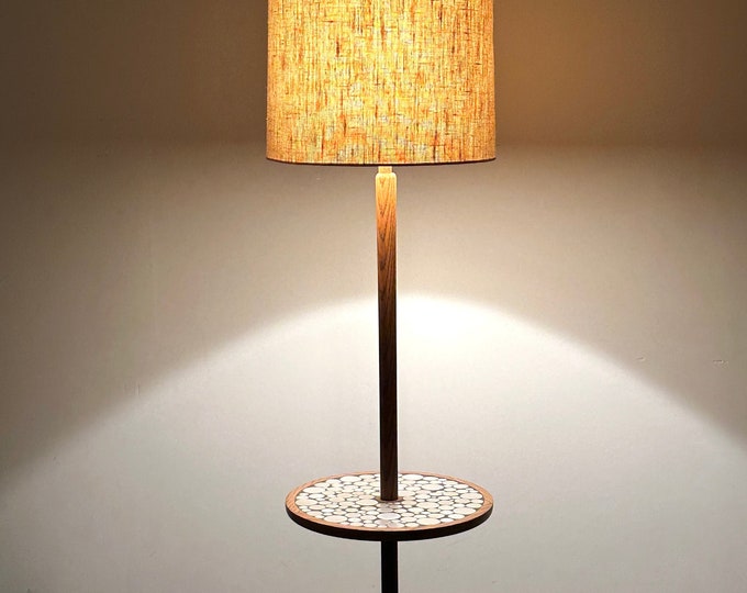 Vintage Martz Tile Floor Lamp with Floating Table 1960s Marshall Studios Mid Century Modern