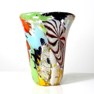 Vintage Dino Martens Oriente Glass Vase for Aureliano Toso Murano Italy 1970s 1980s