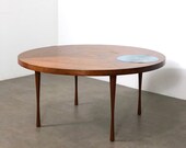 Vintage Walnut Enamel Round Coffee Table 1960 39 s