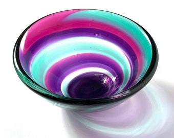 Signed Leon Applebaum Art Glass Bowl 1980s