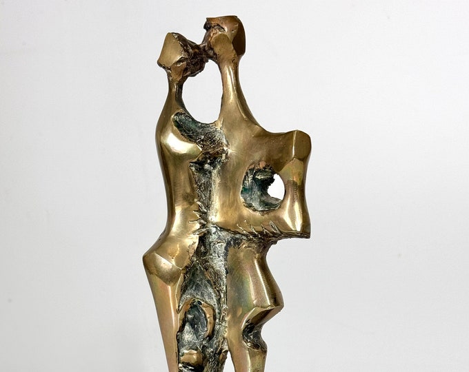 Original Mid Century Modern Abstract Modern Brutalist Bronze Figurative Sculpture by Pamela Stump Walsh 1960s