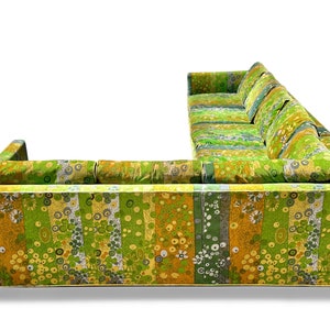 Vintage Jack Lenor Larsen Sectional Sofa in Green Primavera 1970s Mid Century Modern Rare