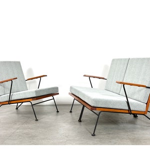 Vintage Pipsan Saarinen Swanson 3 Piece Modular Iron Lounge Settee Sofa Armchair Ficks Reed Sol Air 1950s Mid Century Modern image 2