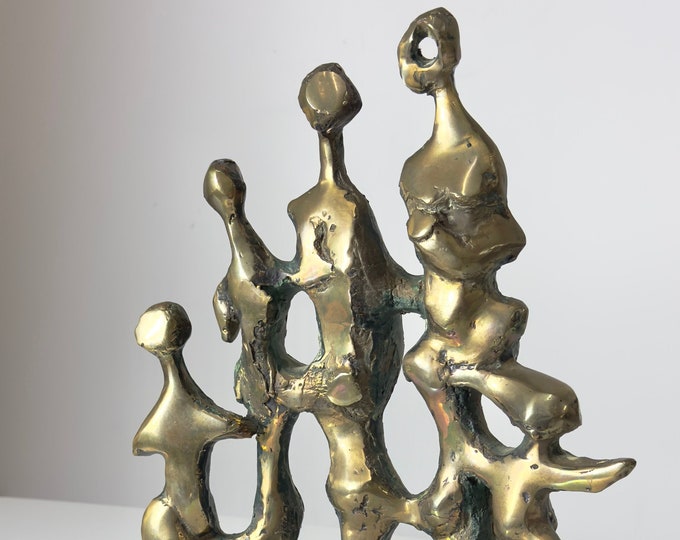 Original Mid Century Modern Abstract Modern Brutalist Bronze Figurative Sculpture by Pamela Stump Walsh 1960s