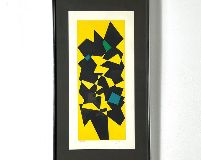 Vintage Signed Fred Isler Geometric Abstract Lithograph 1970s