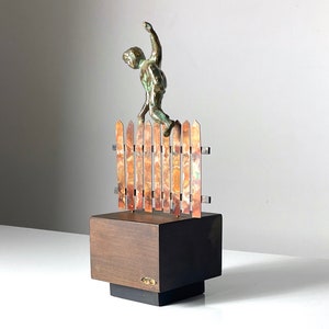 Vintage Curtis Jere Sculpture Bronze Boy Copper Fence 1972