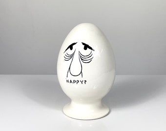 Rare 8.5 inch 1959 Lagardo Tackett Happy Ceramic Egghead Stash Jar Condom Holder Schmid 1950s Mid Century Modern