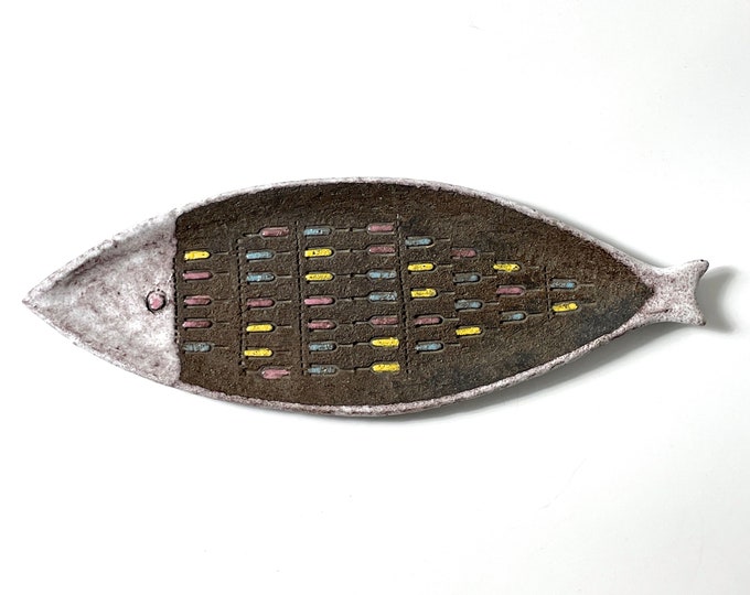 Rare Bitossi Raymor Ceramic Fish Tray Italy 1950s