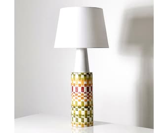 Large Vintage Aldo Londi for Bitossi Rare Hand Painted Colorful Mosaic Lamp 1960s Mid Century Modern Italian