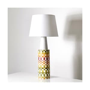 Large Vintage Aldo Londi for Bitossi Rare Hand Painted Colorful Mosaic Lamp 1960s Mid Century Modern Italian