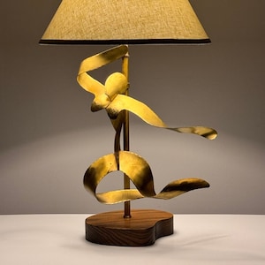 Mid Century Modern Yasha Heifetz Abstract Brass Figurative Table Lamp 1950s image 1