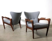 Pair Adrian Pearsall for Craft Associates Wingback Lounge Chairs 1960 39 s