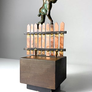 Vintage Curtis Jere Sculpture Bronze Boy Copper Fence 1972 image 9