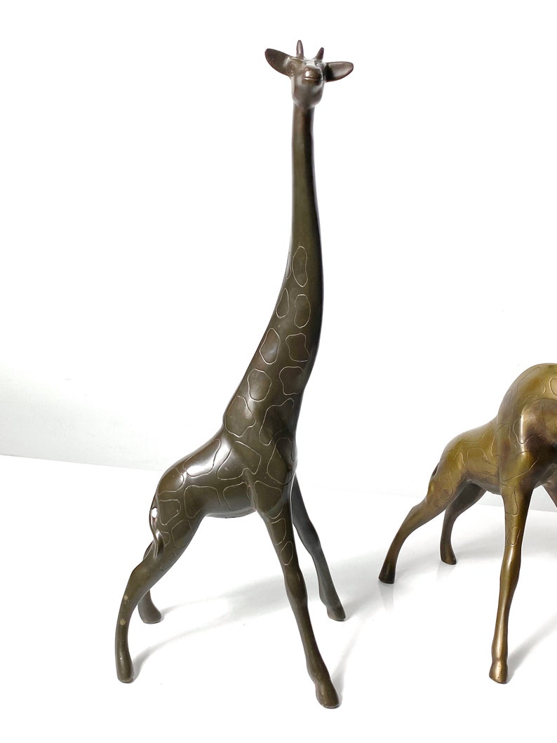 21 Pair Vintage Bronze Brass Figural Giraffe Sculptures 1970s image 5